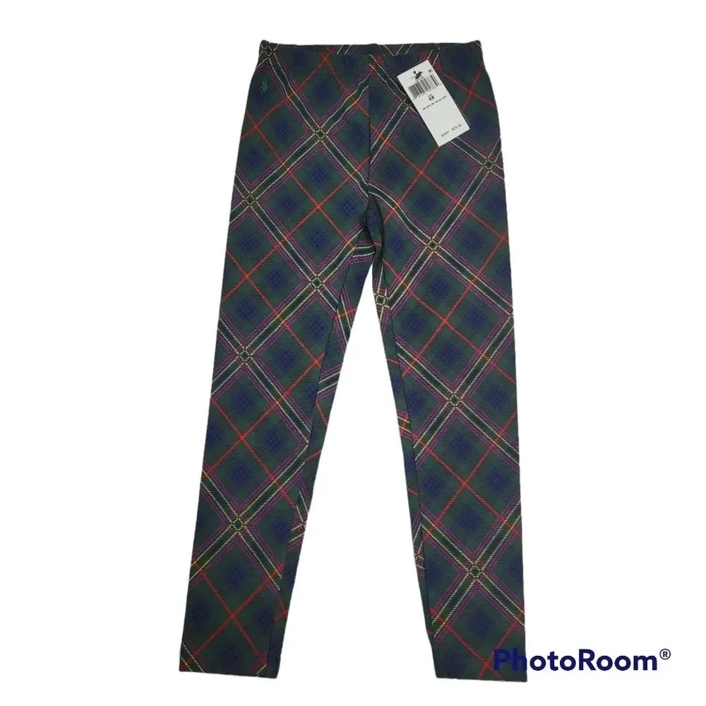 POLO Ralph Lauren Girls Patchwork Plaid Stretch Jersey Leggings Size‎ 6X